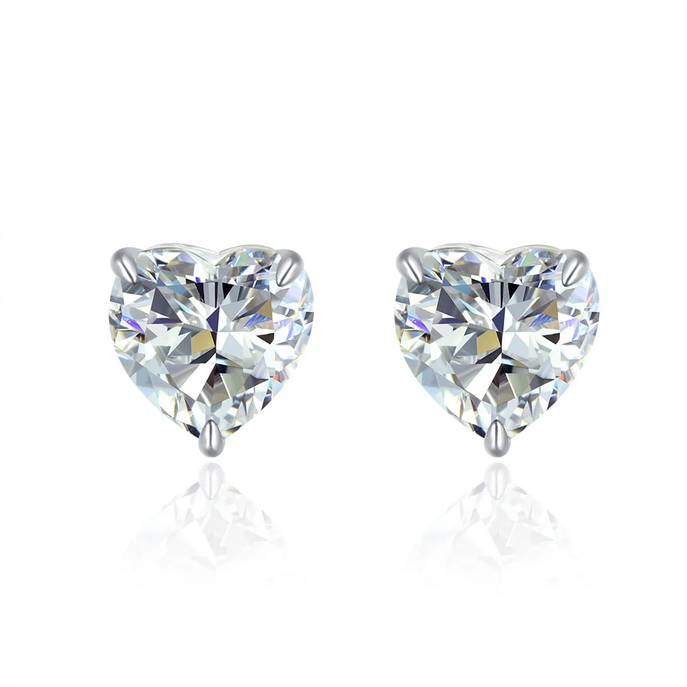 

Classic Heart Cut Created Moissanite Earrings for Wedding, White