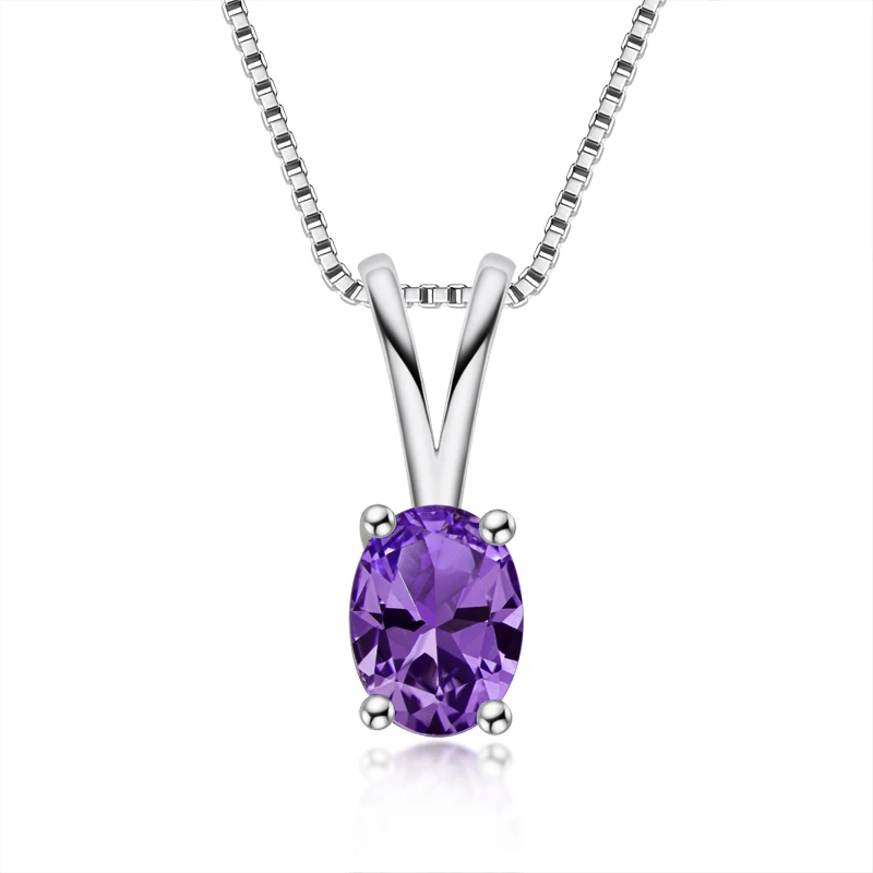 

925 Sterling Sliver Pendant Necklaces Women Natural Topaz/Amethyst/Citrine Gem Stone Necklaces Ladies 45cm Chain Jewelry