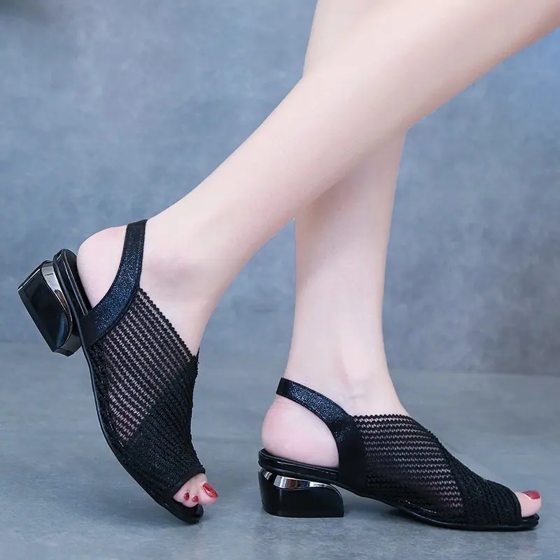 

Classic Black Girls Ladies Fashion Sandals Female Heeled Wedges Sandals for Women