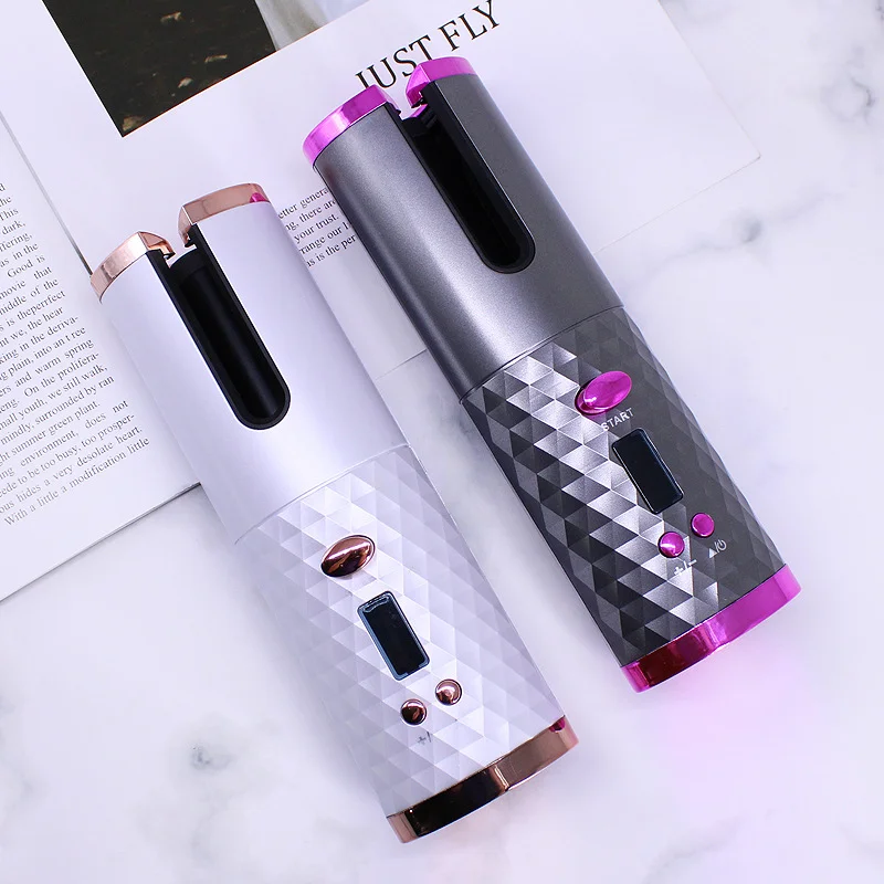 

2023 hot selling cordless hair curler 5000mAh mini usb rechargeable hair curler automatic rotating hair curler set