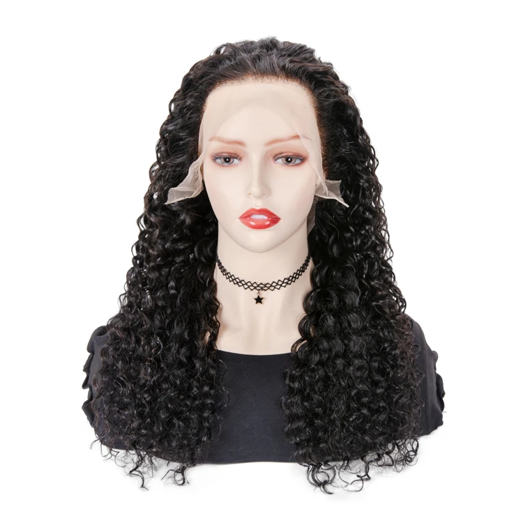 

HD Transparent Lace Front Deep Curly Human Hair Wig Unprocessed Virgin Hair Glueless Lace Closure Wig for Black Women