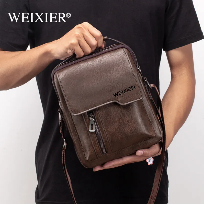 

W1029 2021 new men's shoulder bag European and American retro messenger bag vertical handbag large capacity shoulder bag men
