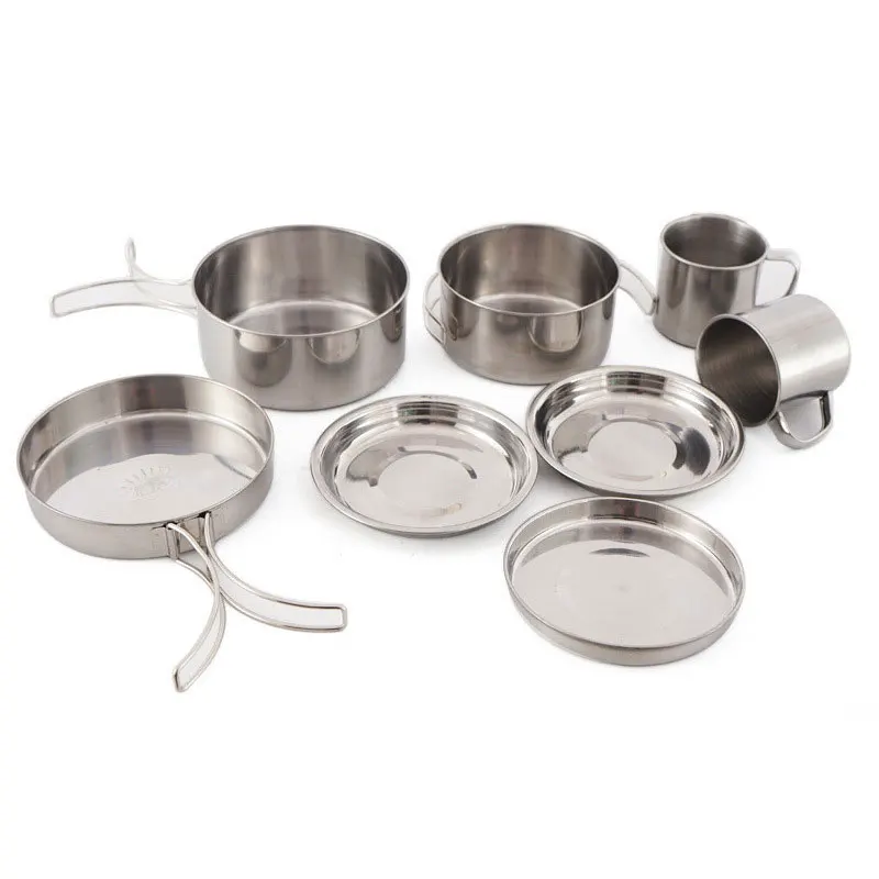 

camping hiking accessories ultralight cookware parts travel camping kit Low price outdoor cooking set, Stainless steel color
