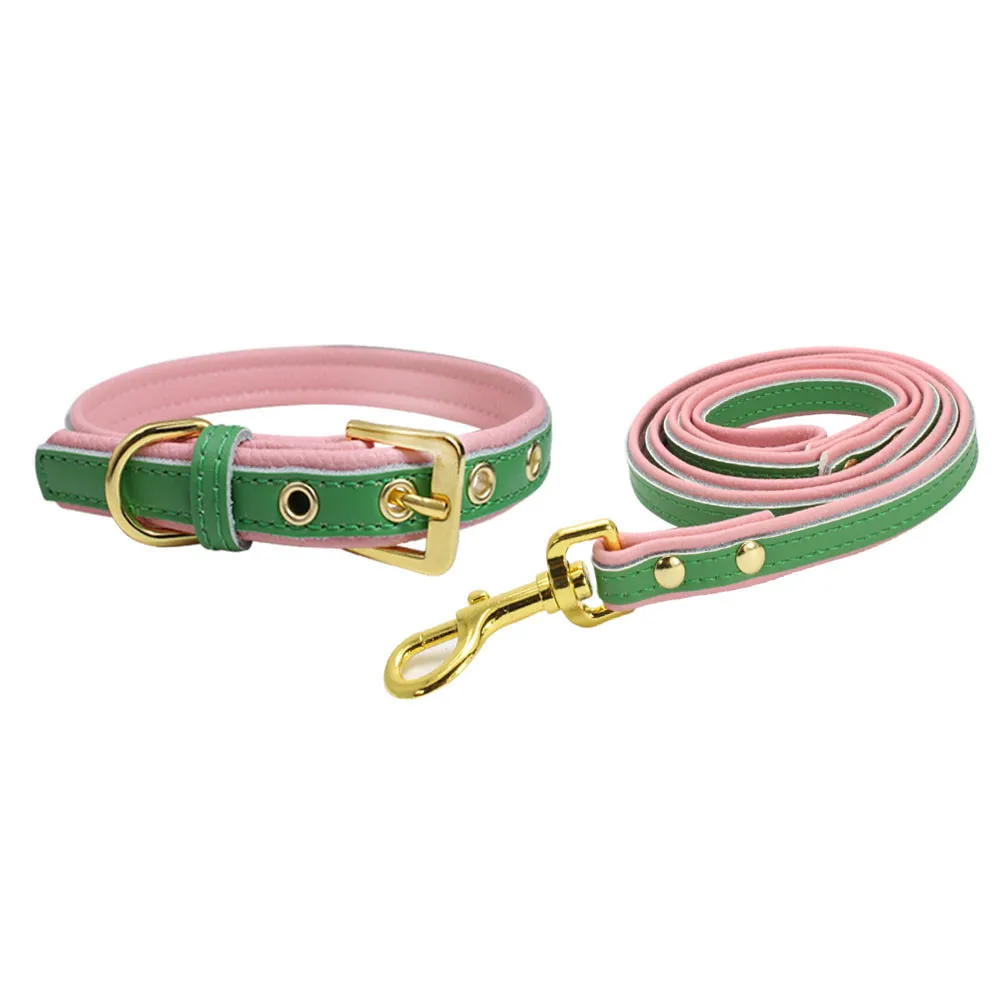

Double-layer genuine leather pet collar gold alloy buckle dog collar more sizes genuine leather dog leash pet products Amazon