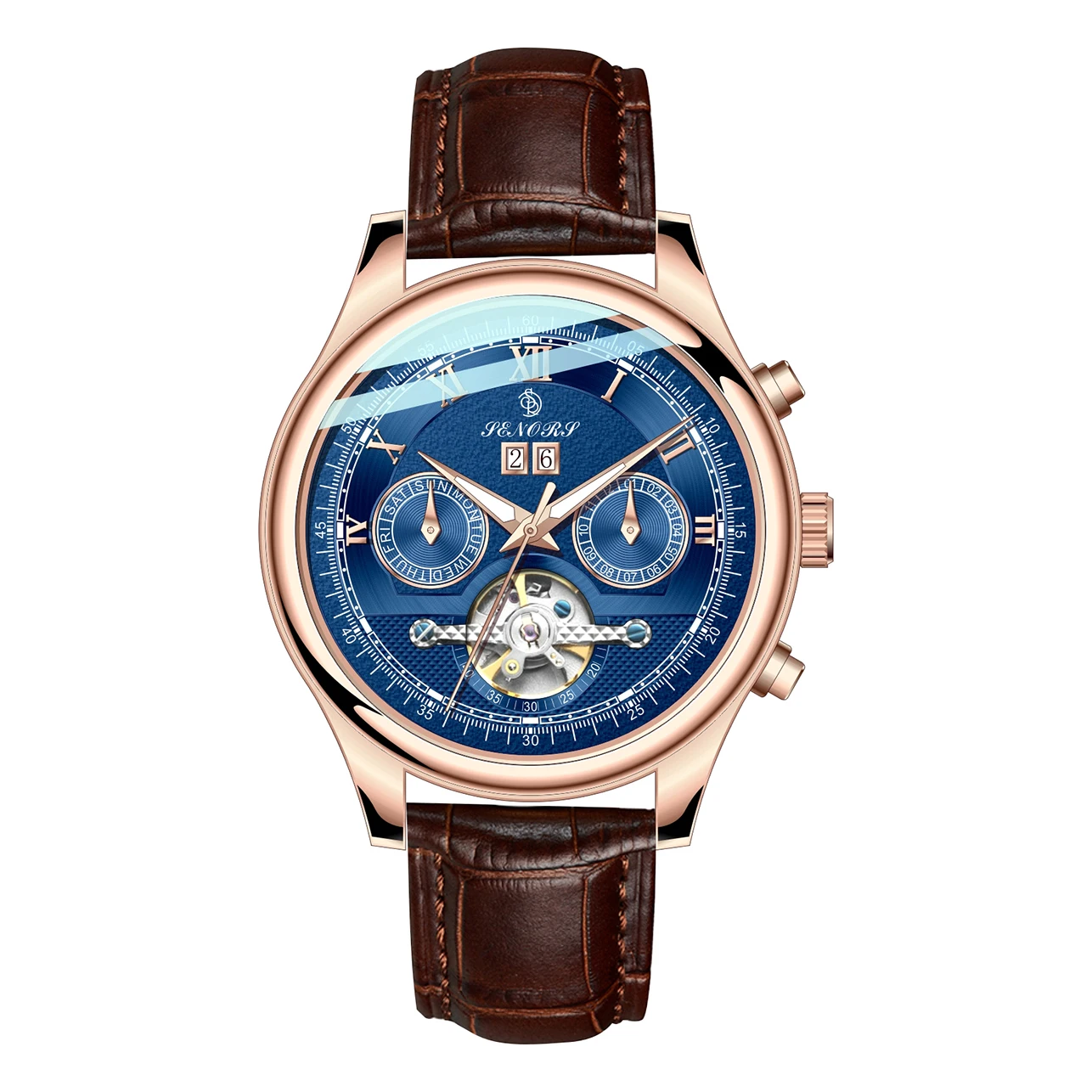 

Custom logo luxury oem 3 ATM hollow leather strap wristwatch men mechanical skeleton automatic watch for men