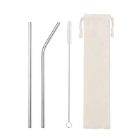 

FDA approved Reusable Stainless steel straw set metal drinking straws with cotton bag Custom logo