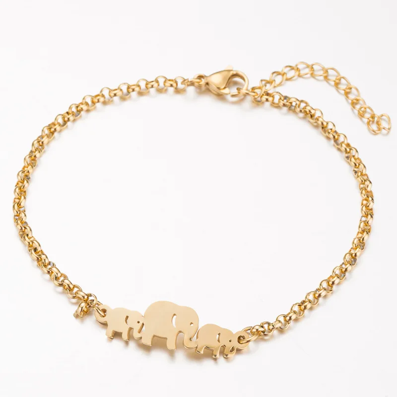 

Customize New stainless steel 18K gold cute elephant charm bracelets, Silver,gold ,rose gold