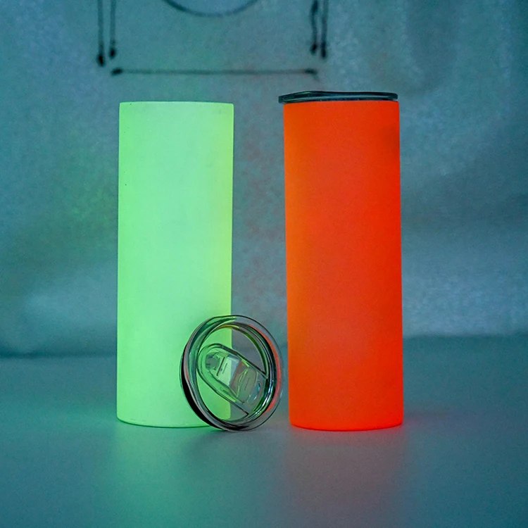 

USA warehouse 20oz stainless steel double wall blue green purple red glow in the dark sublimation tumblers, Customized color