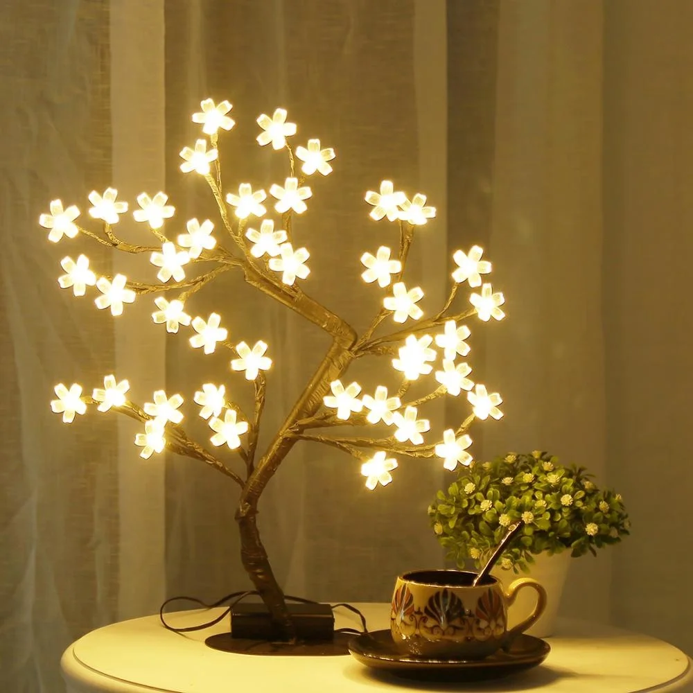 Bolylight Christmas Garden Tree Stake Light White Cherry Battery Small Decorative Artificial Light Tree