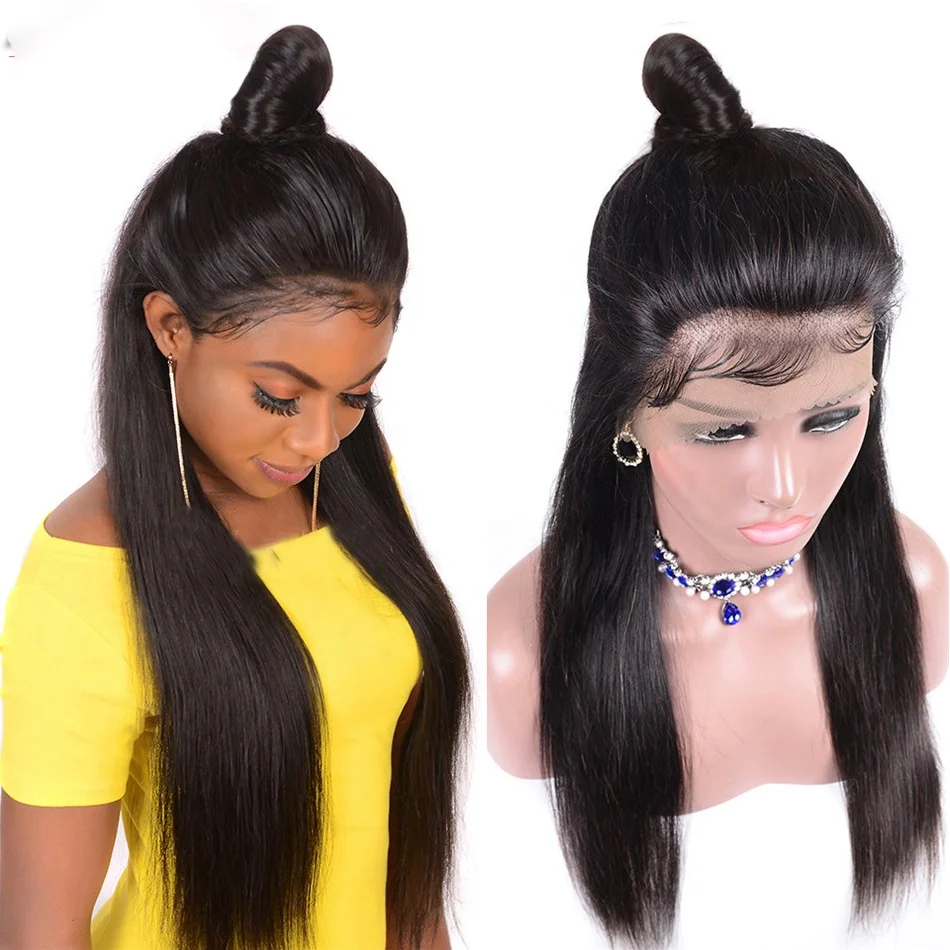 

Popular high quality natural black color preplucked transparent lace human hair wigs large stock fast delivery
