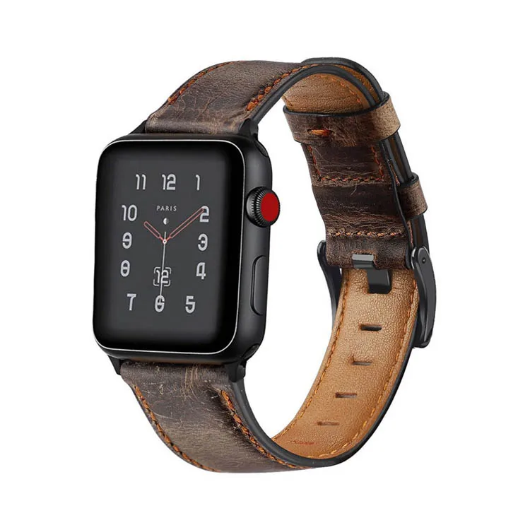 

Luxury Calfskin Strap 42MM 38MM 40mm 44mm Genuine Leather Watch Strap Clasp Apple Watch Band