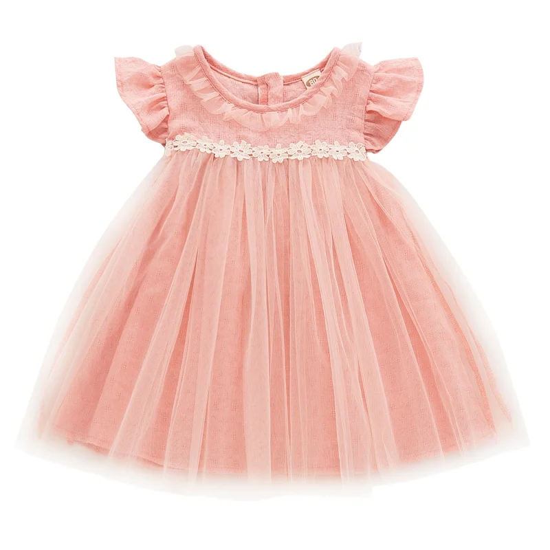 

High quality 2021 girls summer ruffled leaf dress mesh skirt suit