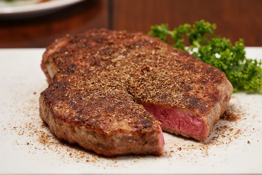 Sizzling grilled steak with Montreal seasoning crust