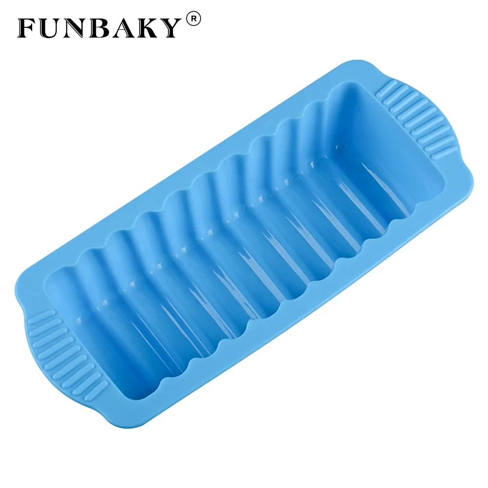 

FUNBAKY JSC2012 Baking mold large volume rectangle shape cake silicone mold single striated mousse cake mould, Customized color