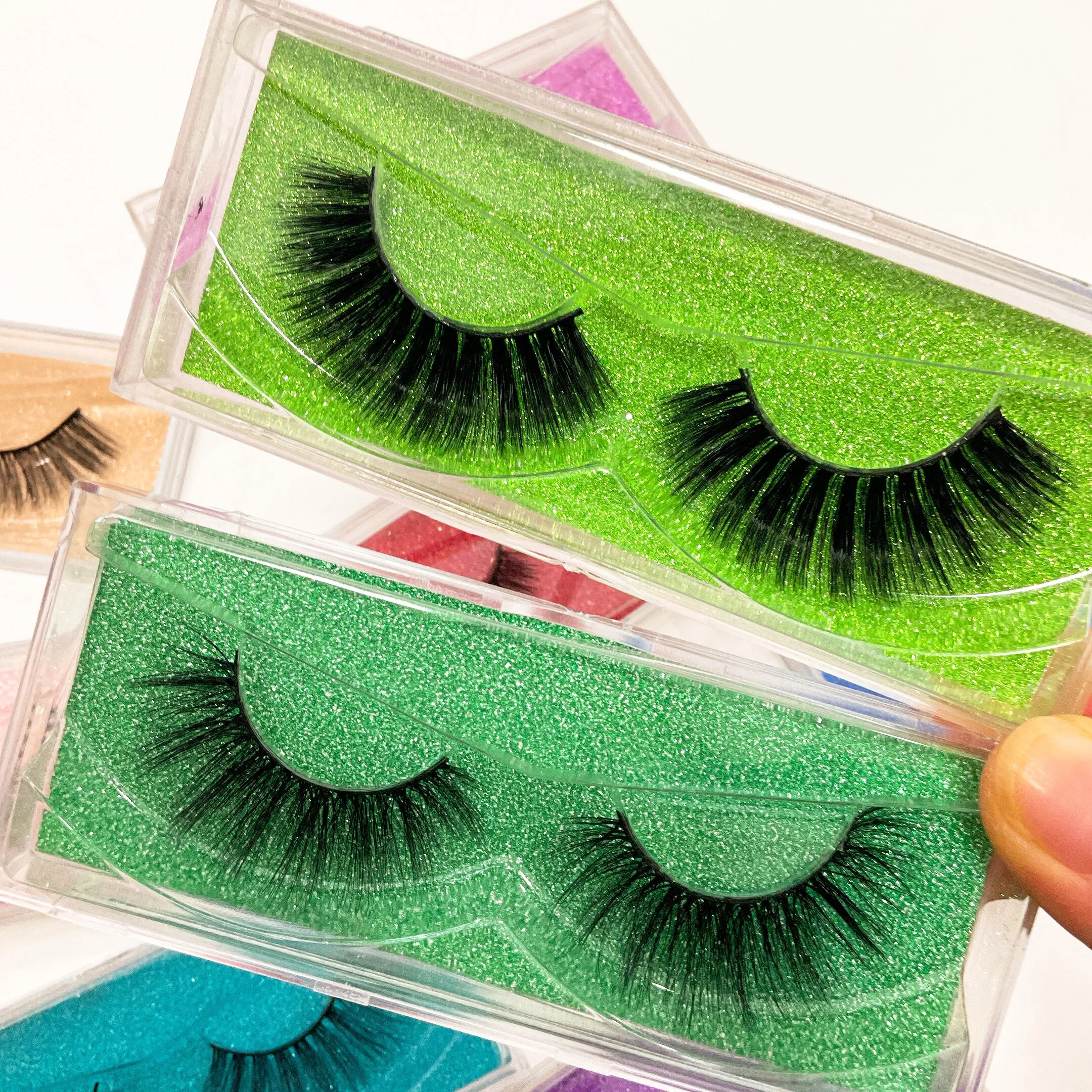 

Handmade Silk False Eyelashes 3d Fiber Lashes Private Label Packaging 3d Faux Mink 18mm Fluffy Eyelash, Black