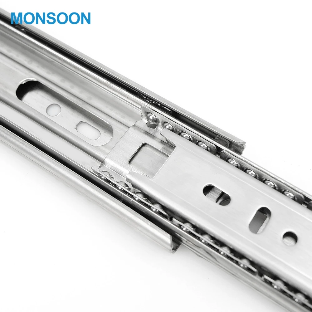 
MONSOON Stainless Steel 3-Fold Full Extension Ball Bearing Drawer Slide For Cabinet Accessories Drawer Rail 