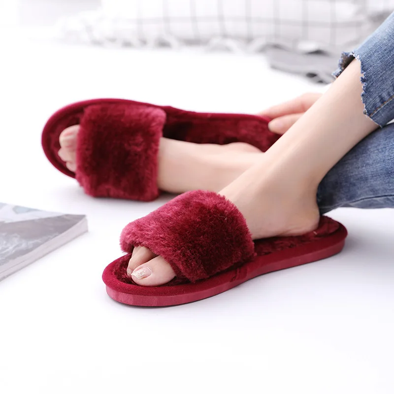 

Plush Slipper Solid Color Fluffy Slippers For Women