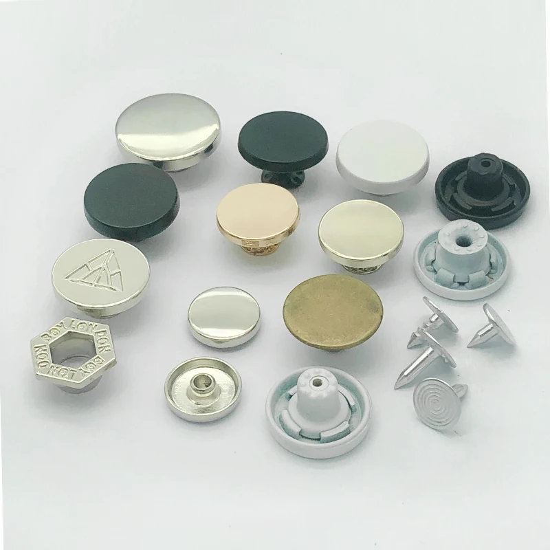 

Factory spot Novelty tack buttons ,metal shank Flat matte white jeans button