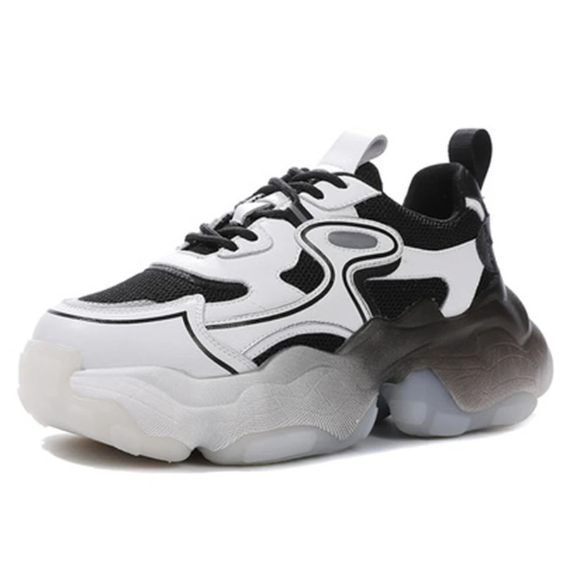 

Dropshipping Custom Logo Women Gradient Color Chunky Sneaker 2021 New Fashion Lady Thick Bottom Footwear White Casual Shoe