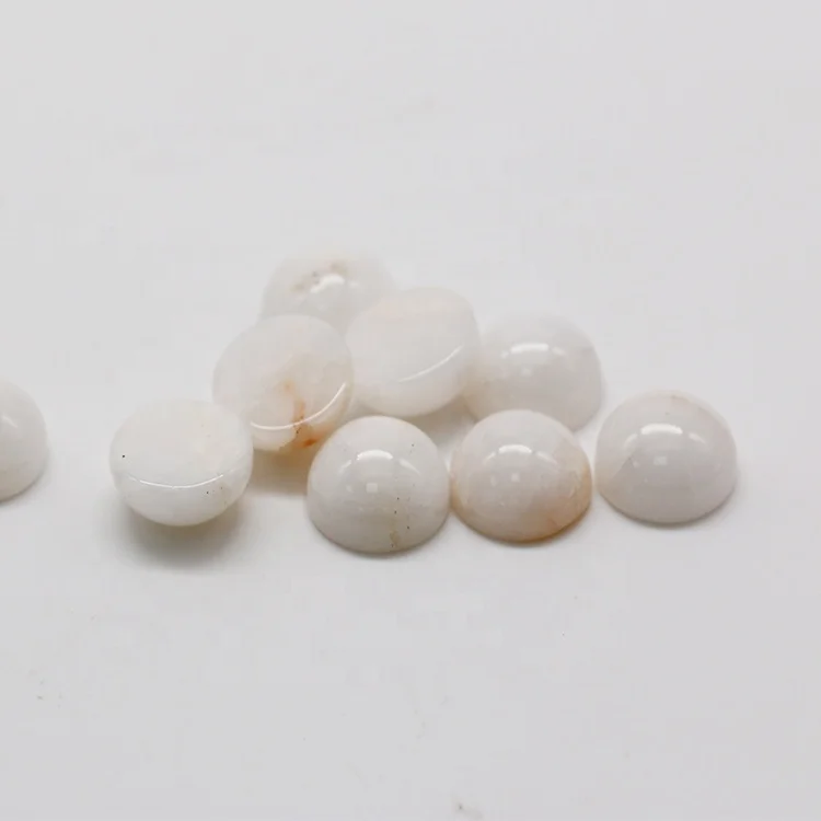 

Jasper white color round gemstone cabochon natural flat stone