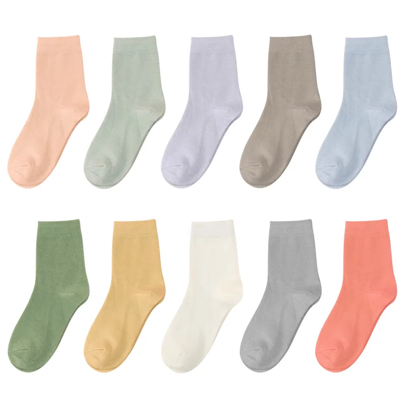 

Women's Solid Socks Color Autumn Winter Mid-tube Socks Cotton New Candy Color Stockings Pure Cotton Pile Socks, As shown in the figure