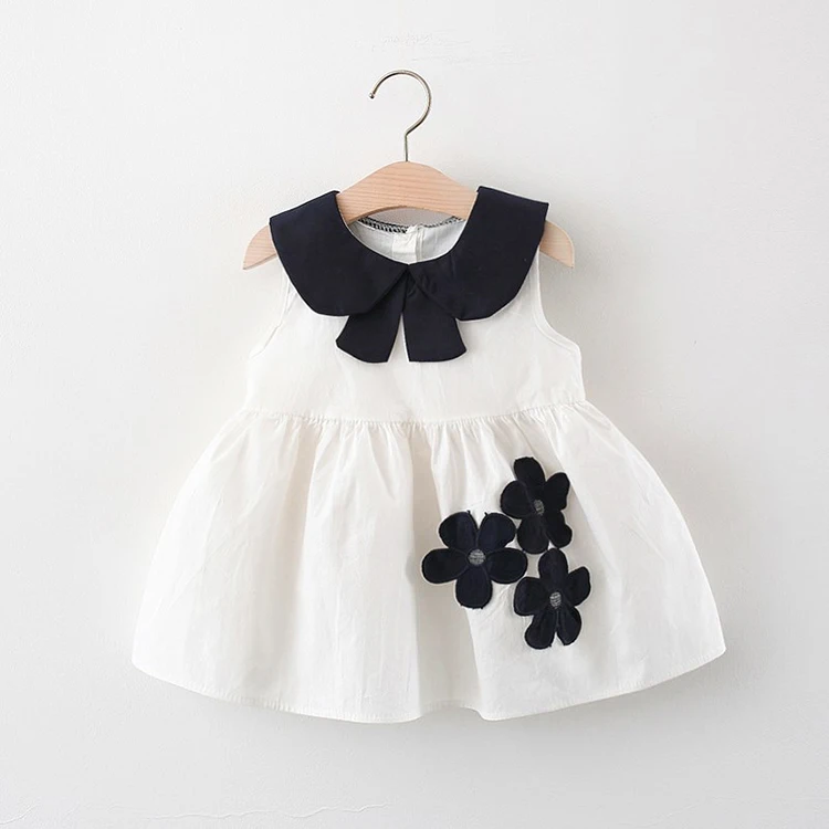 

Girls dress summer new style sleeveless vest pure color flower princess dress