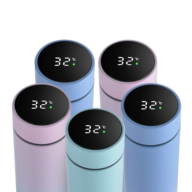 

2021 Amazon 500ml Stainless Steel Intelligent with LED Temperature Display Cup Smart Sports Water Bottle Thermos Vacuum Flask