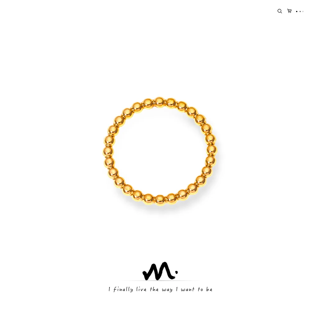 Fashion Personality Bead Splicing Design Sense Ring Niche All Match Elegant Titanium Steel Gold-plated Ring