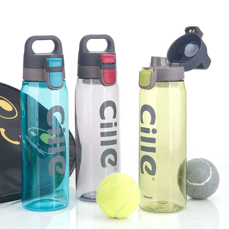 

Cille 830ml Fashion Office Sports Tritan Plastic Drinking Water Bottle, Green;grey;blue