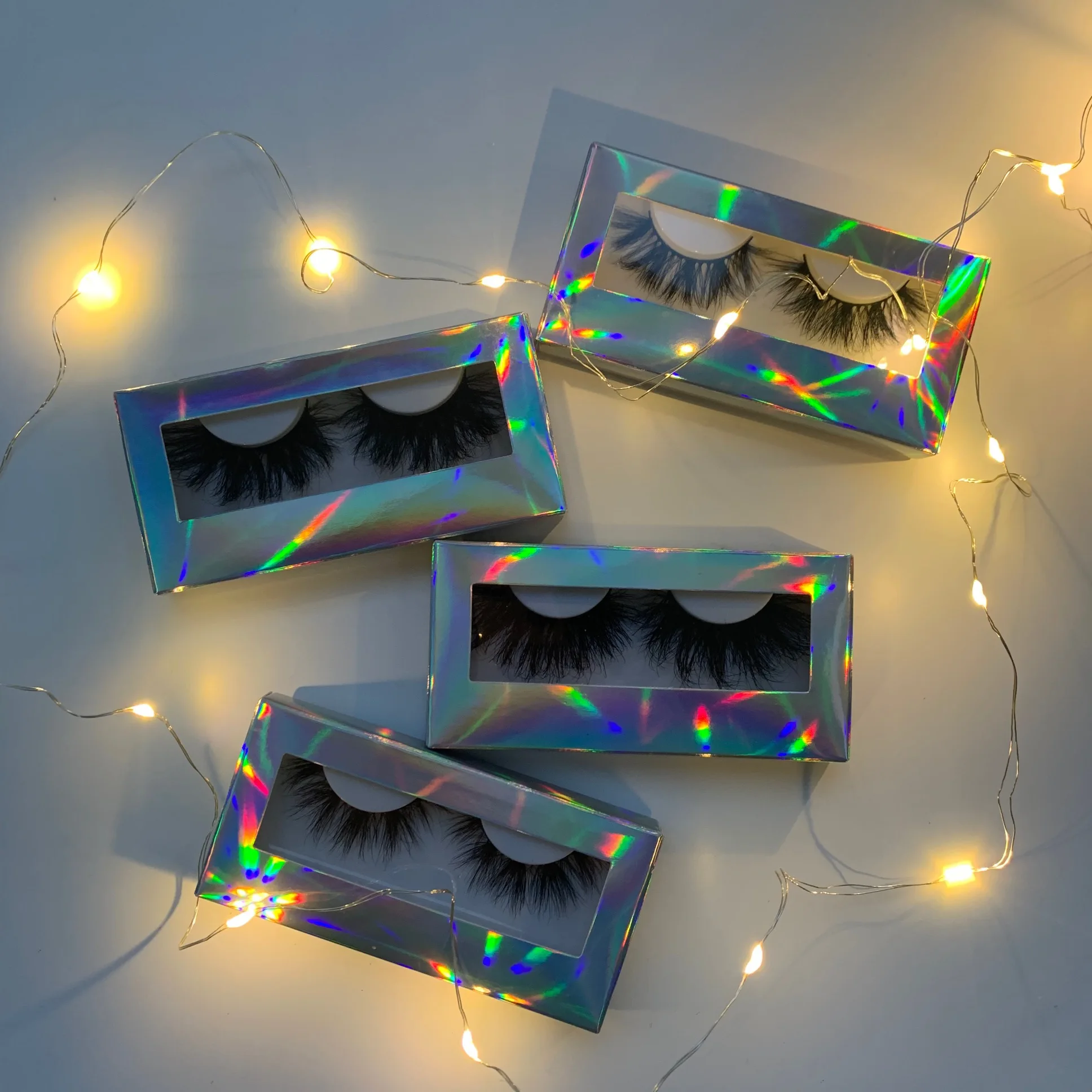 

free eyelash boxes 25mm 3d mink eyelash cardboard lashes boxes eyelash vendors holographic lash boxes, Black and colorful