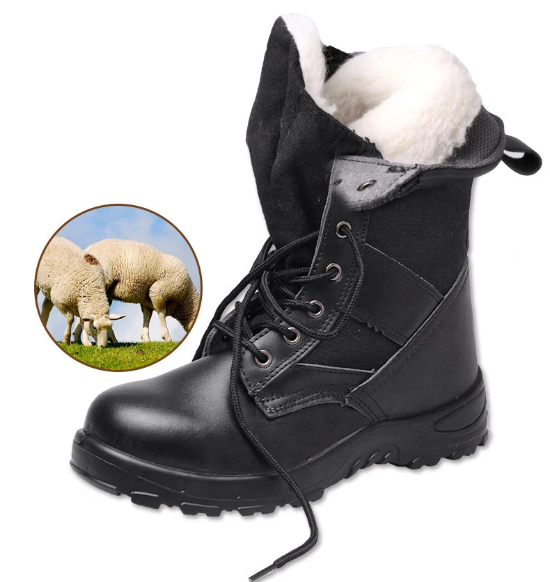 

High Top Leather Men Work Safety Shoes Construction Martin Boots for Men Women, Black