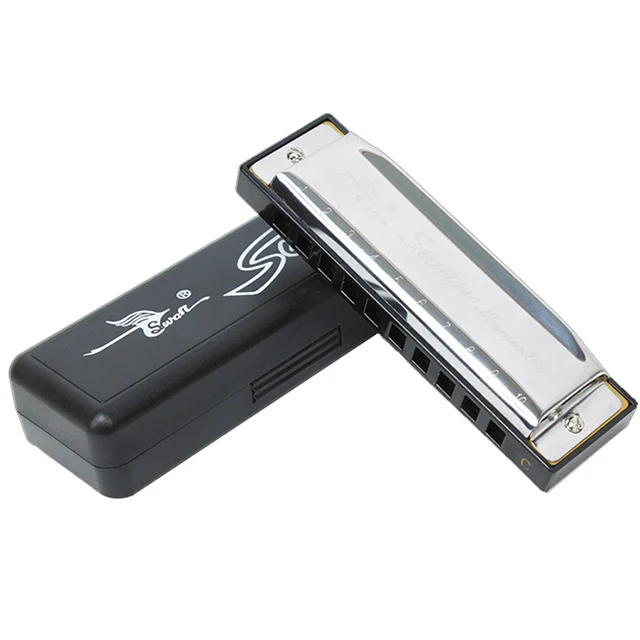 

SWAN 1020 10 Holes Blues Harmonicas, Silver