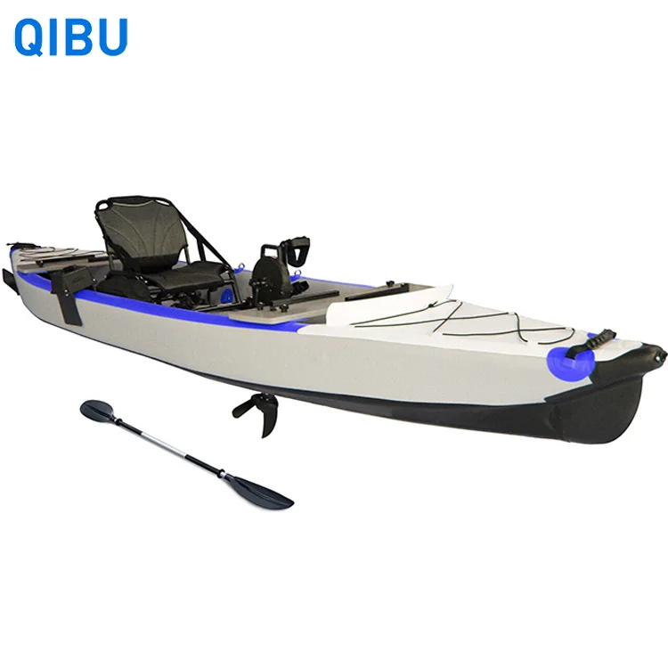 

QIBU PHT-06 420cm Blue folding Pedal foot drive fishing kayak canoe rowing boat Drop Stitch Inflatable Kayak, Customized