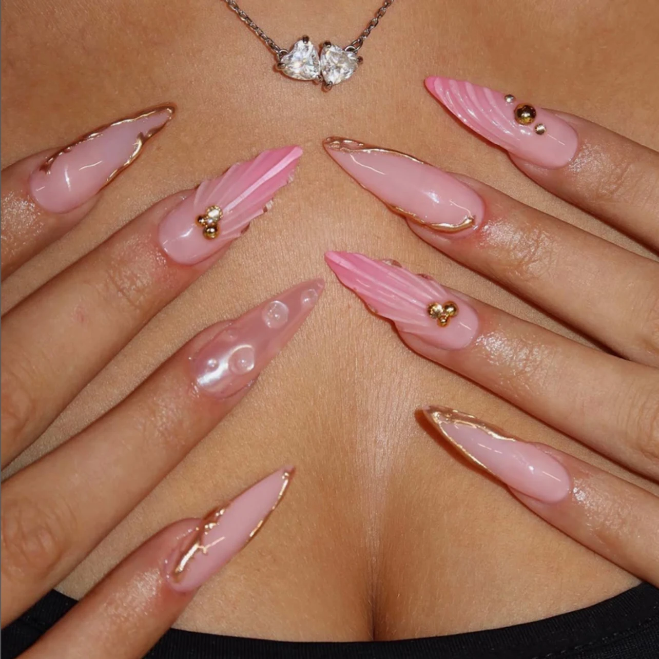 Wholesale 3843 3D Shell Design Long Stiletto Nails False Nails Press on Nails Artificial Fingernails Customize