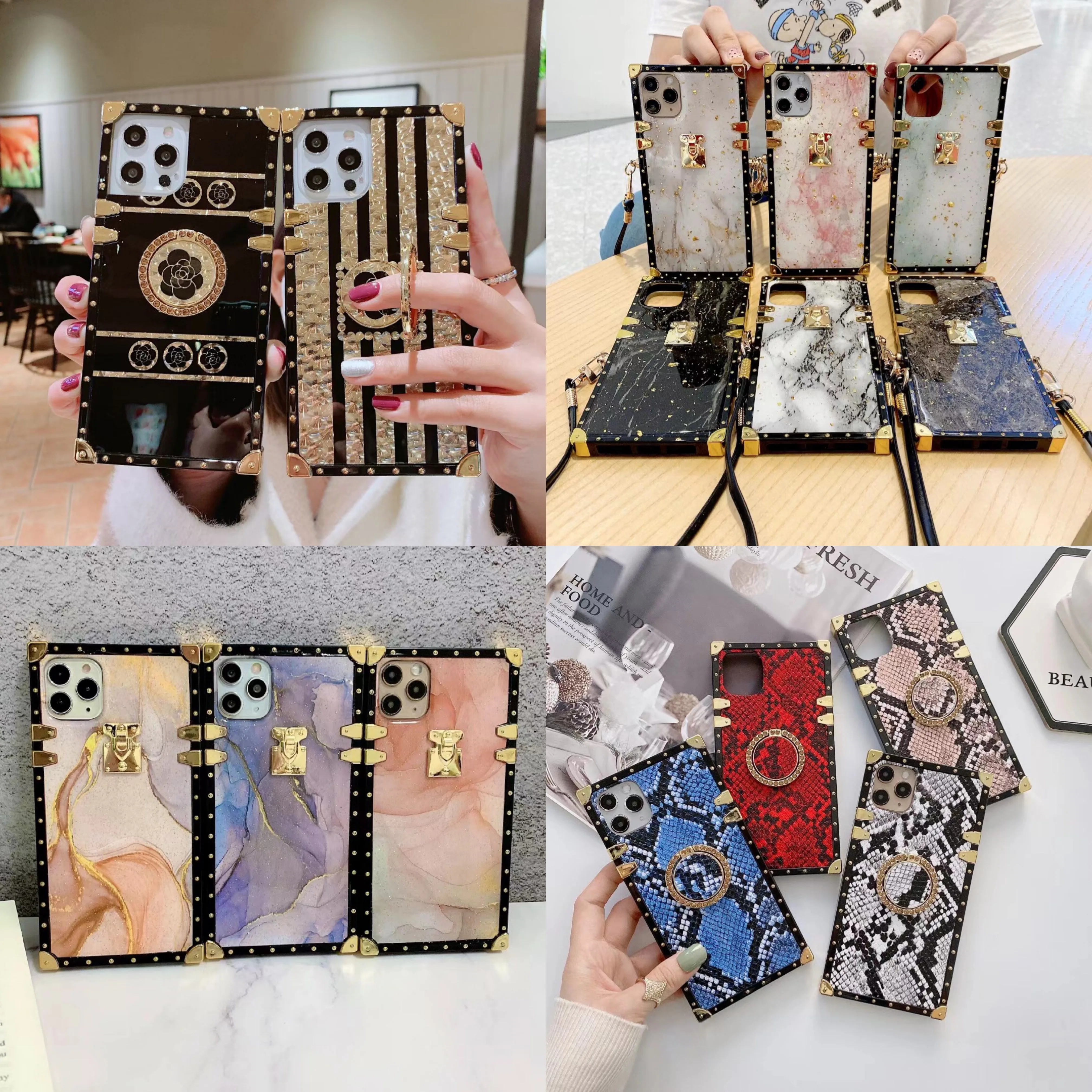 

custom fashion women girls mobille phone back cover for iphone luxury square phone case for iphone 12 mini pro max