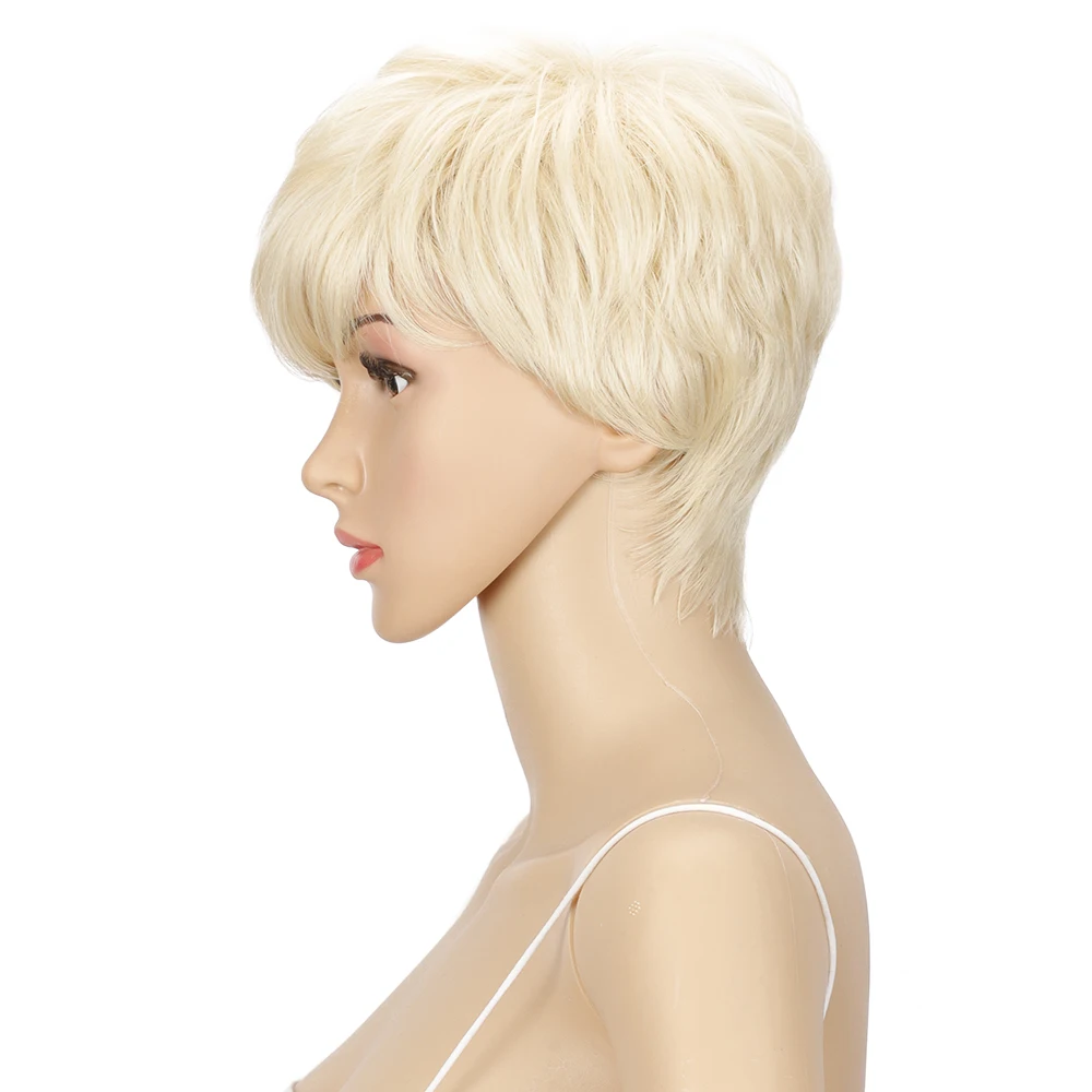 

10 inches white blonde 613 Hair Wig High Temperature finger short Pixie Cut Synthetic Wigs Heat Resistant synthetic hair wigs