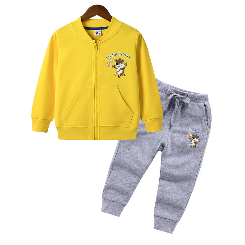 

OA Service 2021 Hot Sale Casual Fall Zipper Kids Girls Boys Cartoon Baseball Outwear Boys Long Sleeve Winter Sweatshirt Set, Picture shows