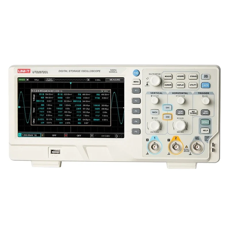 

UNI-T UTD2072CL Digital Storage Oscilloscope 70MHz Automotive Oscilloscope 2 Channels USB Osciloscopio 500MSa/S Sampling Rate