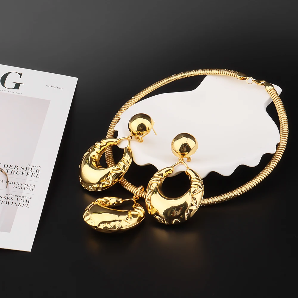 

Fashion Vintage Silver Gold Plated Necklace Earrings Bride Pearl Wedding Jewelry Set