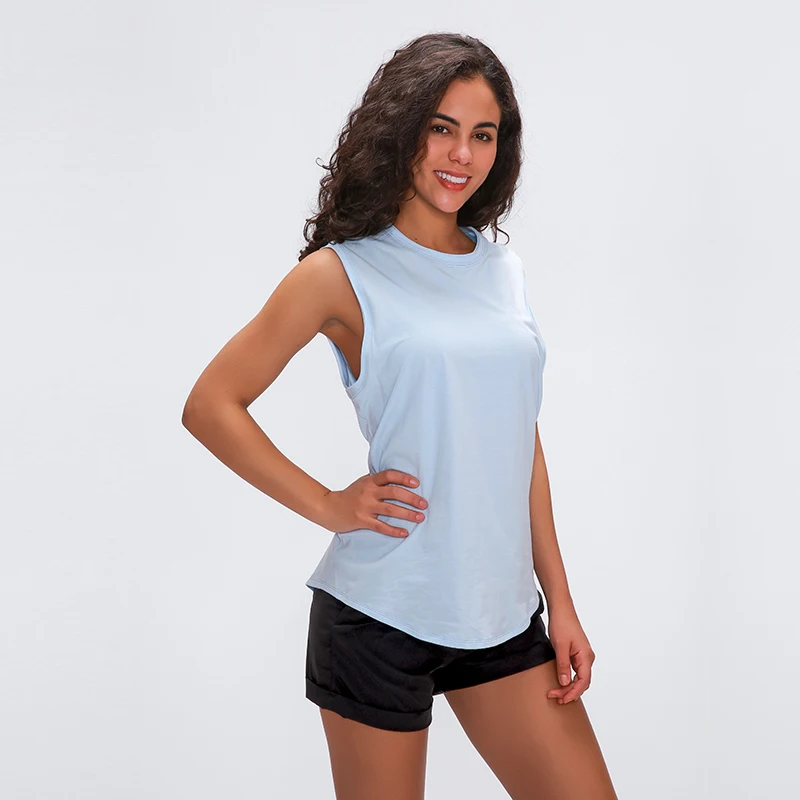 

Sanyal Wholesale Blank T Shirt for Women Casual Hiking Athletic Sleeveless Camping Travel Yoga Wear 100% Cotton Tees Tops Blouse, Gray,pink, blue, black, customzied
