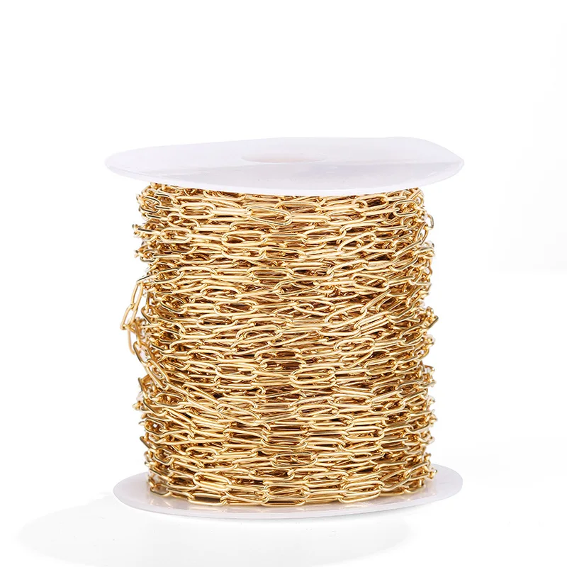 

Good Quality Stainless Steel Bulk Chain Gold Plated Flat Oval Jewelry Chain