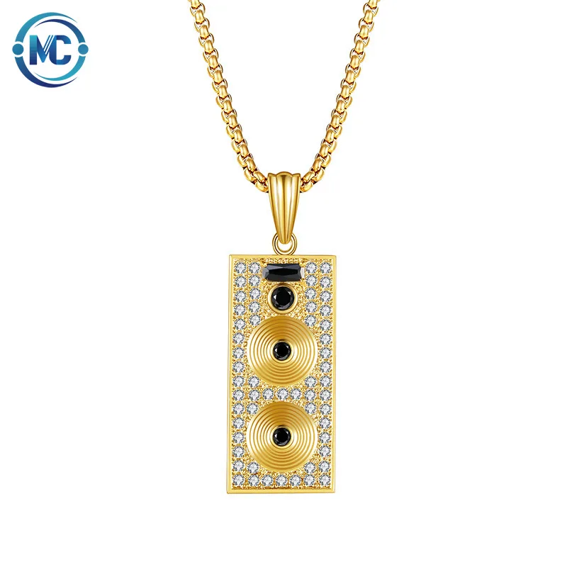 

2021 Hip Hop Rapper Rhinestone DJ Controller Pendant Necklace