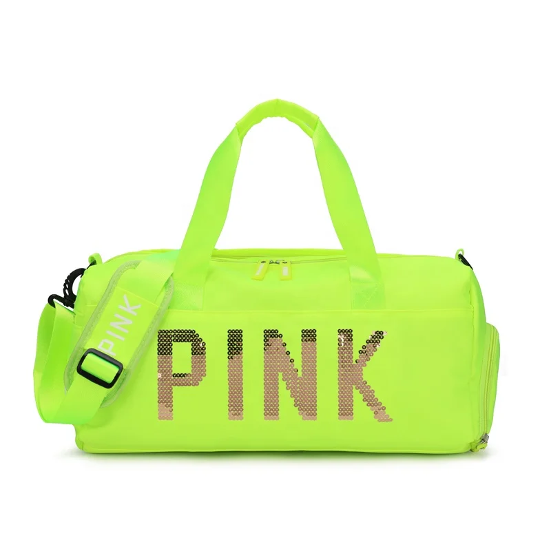 

Wholesale durable men gym sport bag fashion women travel duffel bag with shoes compartment pink overnight bag for ladies, Pink;black;rose red;dark green;skyblue