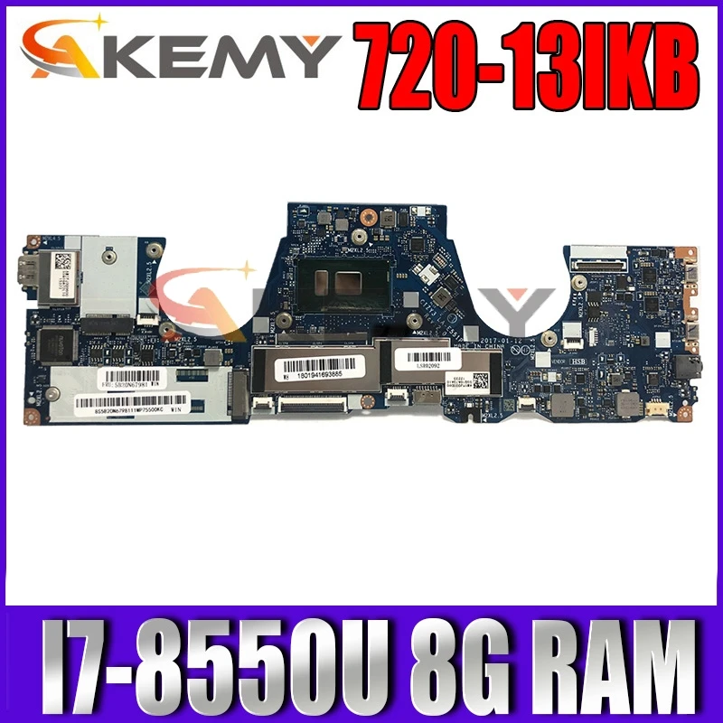 

FOR YOGA 720-13IKB 81C3 Laptop Motherboard CPU I7-8550U RAM 8GB FRU 5B20Q10899 DDR4 CIZY3 LA-E551P Tested work OK