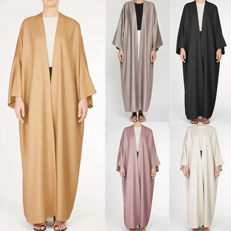 

New Hot Turkey Clothing Maxi Kimono Dress Islamic Front Open Abaya Muslim Clothing Dubai Abaya Kaftan Dress, 5 colors in stock also accept customized color
