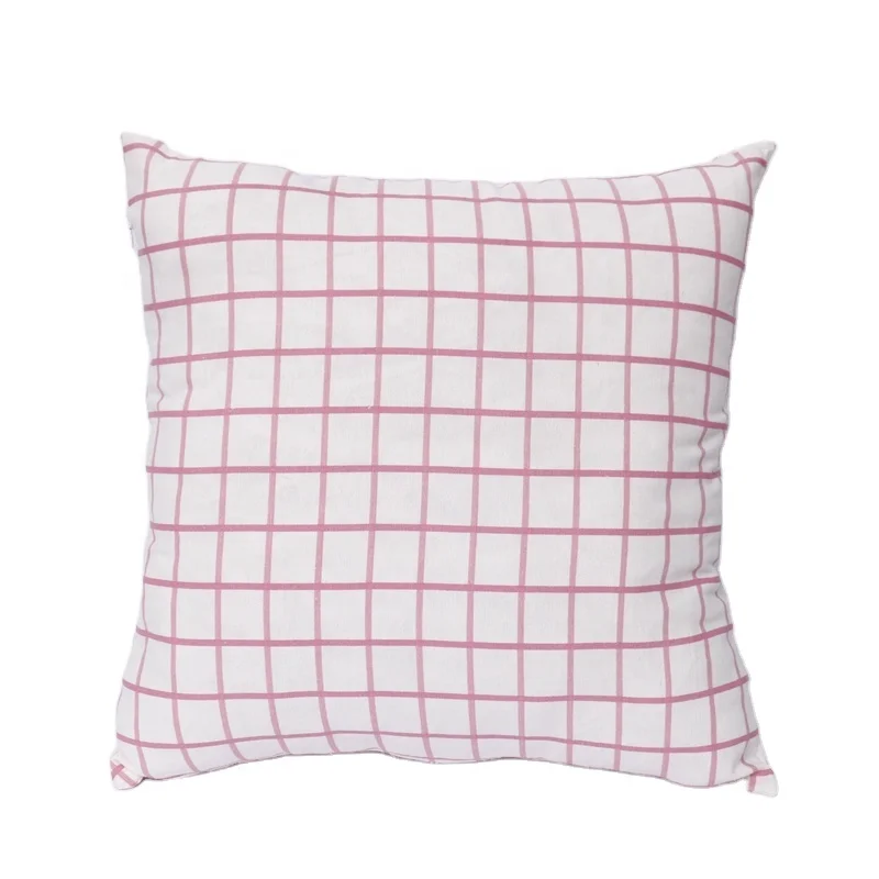 

Decorative Double Sides Printing Stripe Solid Cotton Canvas Square Throw Pillow Case Cushion Cover