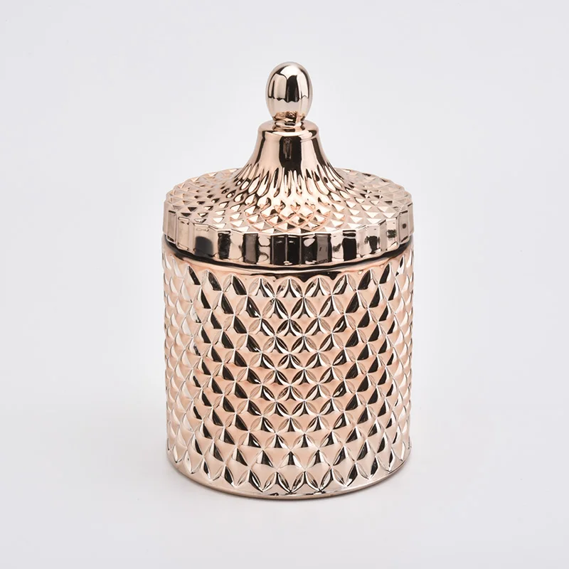 Luxury Rose Gold Christmas Candle Jar Glass With Lids
