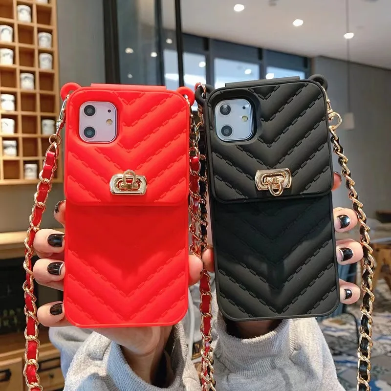 

Girls Mobile Covers Necklace Phone Case for iPhone 12 with Strap Crossbody Purse Women Wallet Cases
