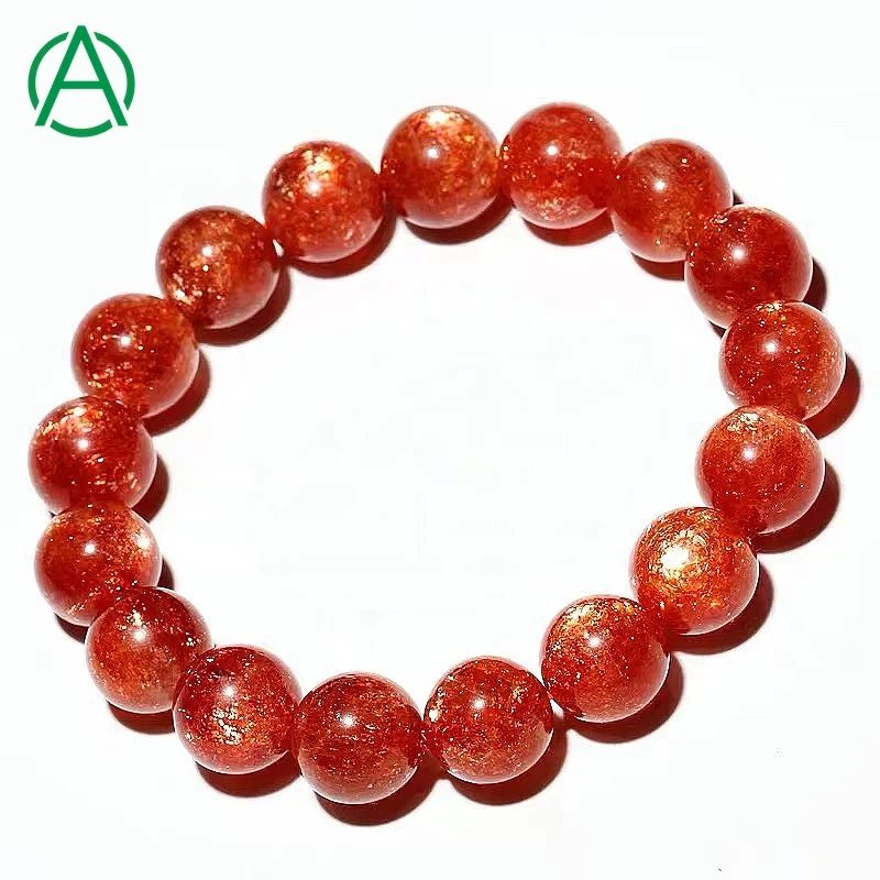 

ArthurGem Genuine Rare Top Quality Arusa Sunstone Beaded Bracelets Natural Healing Crystal Sunstone Bracelets for Women Men