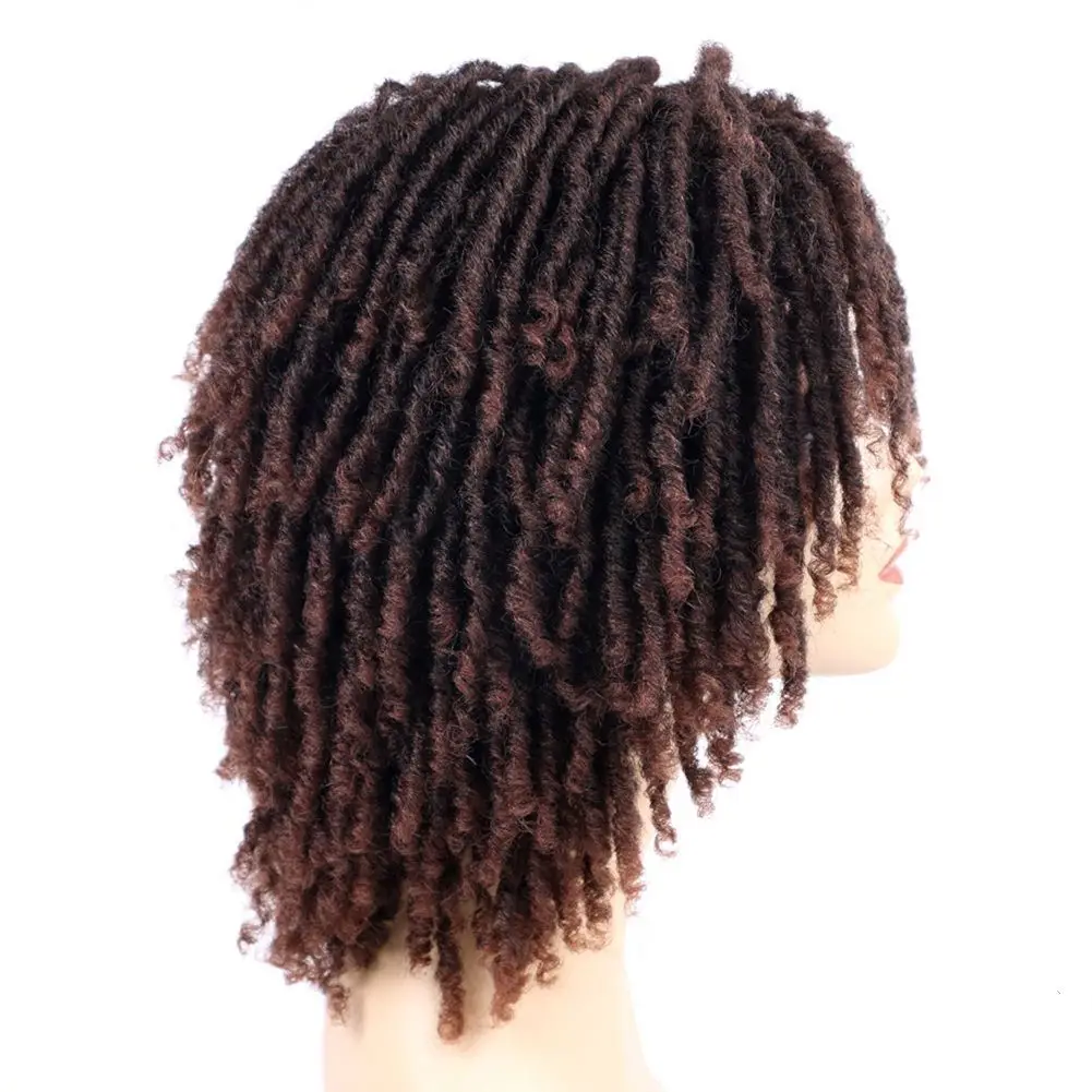 

Short Soft Faux locs Black Synthetic Wigs For Black Women Dreadlock Dreads Braiding Crochet Twist African Fiber Hair Wig, #1b, #t27, #t30, #t530